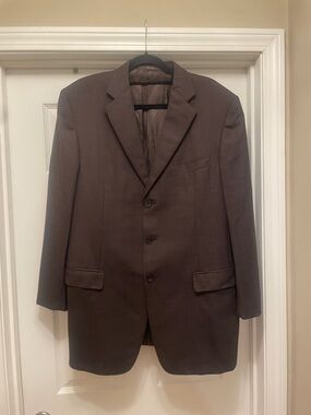 Ermenegildo Zegna Brown pinstripe  suit Jacket mens 44 made in Italy